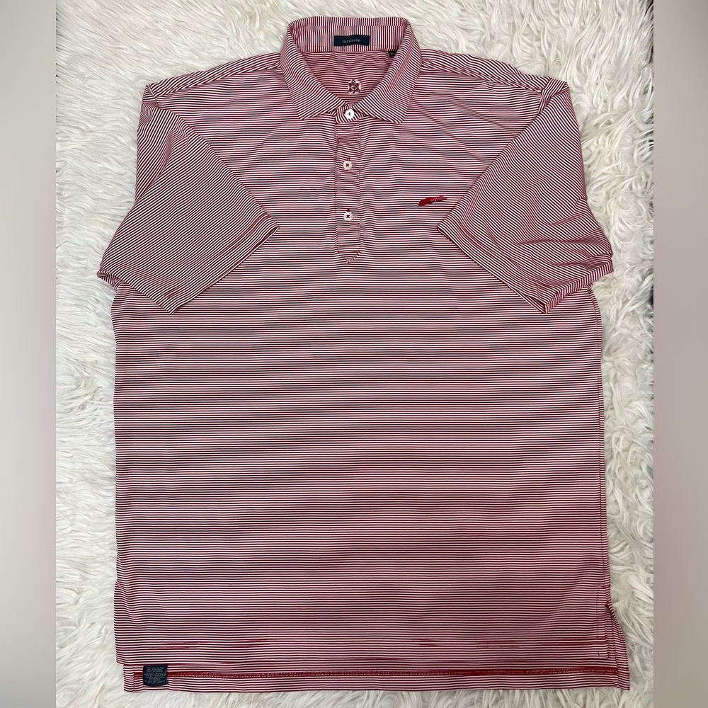TURTLESON CARTER STRIPE PERFORMANCE MENS POLO SIZE XL RED‎ AND WHITE STRIPE